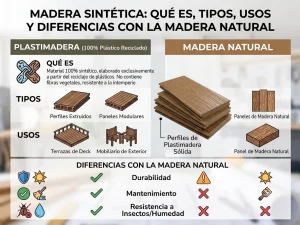 Madera sintética Plastimadera, qué es y tipos de madera plástica reciclada