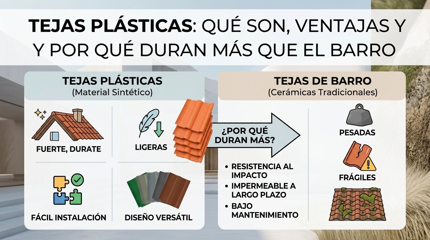 Tejas plásticas Tejateck, qué son y comparativa vs barro