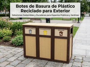 Botes de basura de plástico reciclado para exterior, parques y jardines