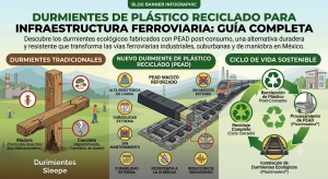Durmientes de plástico reciclado para infraestructura ferroviaria