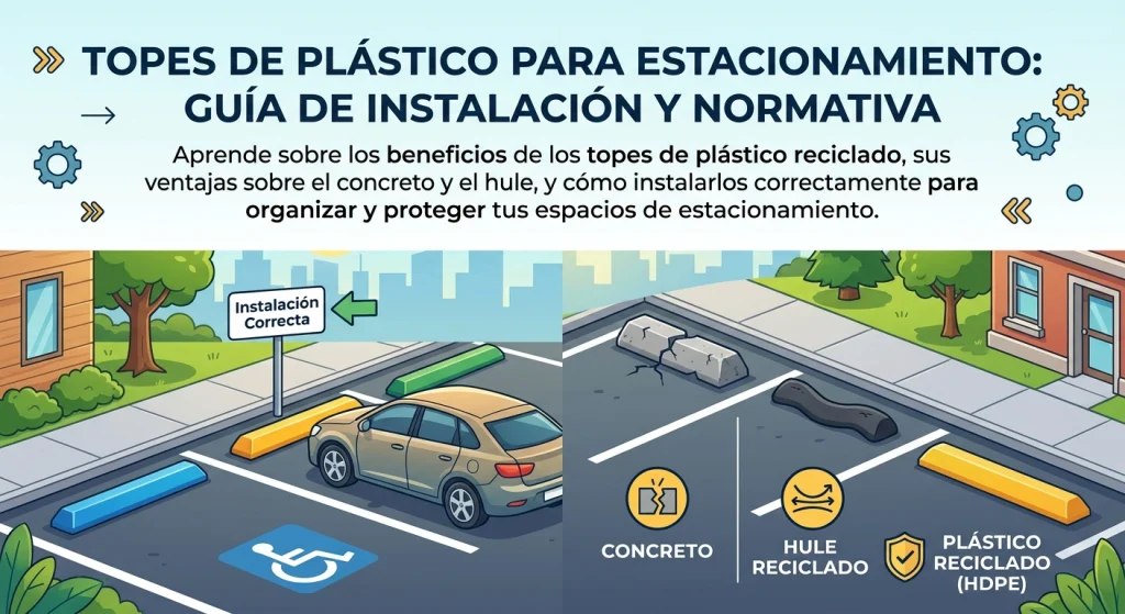Topes de plástico para estacionamiento